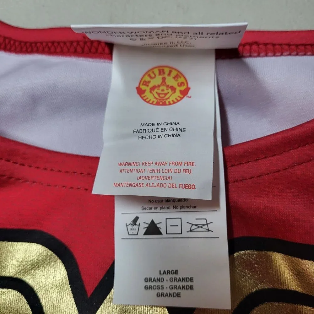 New DC‎ Wonder Woman Girl’s Costume Size Large 10-12 Rubies Dress Up Outfit
